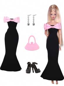 11.5 英寸娃娃时尚服装套装，露肩蝴蝶结礼服时尚可爱服装套装，5 种风格可混搭（不含娃娃） - 彩色 - 查看 13