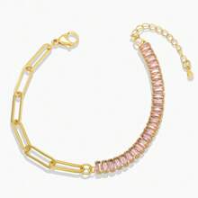1 pieza Collar de perlas con enchapado de oro de 18K y pulsera con circonita de acero inoxidable, adecuado para fiesta, cita, uso en la oficina