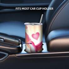 1 Pc Highly Attractive Appearance, Pink Hummingbird Heart Print, 20oz Straight Cup, Stainless Steel Insulated Coffee Cup, Double-Sided Design, Double-Layer Insulation, Hot And Cold Safety, Exclusive Gift For Family And Friends, Suitable For Working From Home, Office Leisure, Camping Trips