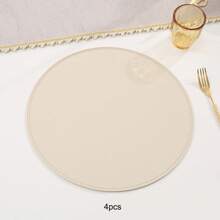 4pcs/6pcs Solid Color Round Thick Leather Heat-Resistant Coasters, Hotel & Restaurant Decorative Items, Suitable For All Seasons, Party, Festival & Gathering Insulation Pads, Placemats - Round Leather - View 19