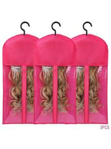 1/3 set Bolsa de almacenamiento de peluca de tela no tejida con gancho y ventana transparente - Bolsa de almacenamiento de peluca a prueba de polvo y portátil para extensiones de cabello y viajes Funda de PVC para almacenamiento de pelucas para colgar - Organizador duradero de pelucas y accesorios múltiples (Halloween, disfraz, fiesta de disfraces, festival, diadema de juego de roles, truco o )