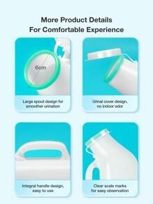 Cofoe 1200ml便携式小便器尿瓶男用尿容器户外旅行应急小便器储尿瓶带夹露营车载老人男士马桶