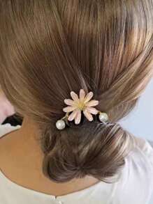 Women's Minimalist Retro Style Daisy Flower Hair Comb, Fresh Hair Clip For Bun, Decorative Hair Styling Tool For Summer Combs For Hair Side Comb