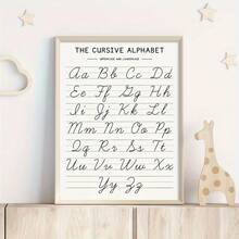 Cursive Handwriting Chart, Home School Learning Tool, Alphabet Poster, Educational Poster, Living Room Wall Art, Bedroom Wall Decor, Home Decor Room Decor - 1 Piece Of Wood Framed Oil Painting (3) Thickness 2.25 Cm/0.9 Inch- Home Decoration For All Occasions - Ideal New Year, Valentine's Day, Thanksgiving, Easter, Christmas Gift , Room Decoration Aesthetic, Wall Decoration Art, Perfect Gift, Autumn And Winter Wall Decoration, Living Room Decoration, Bedroom Decoration, Kitchen Decoration, Entry Decoration, Bathroom Decoration, Direct Wall Painting, High Quality Wall Painting Poster - 白色 - 查看 1