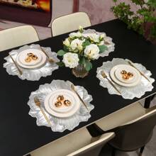 1 件/4 件/6 件加厚圆形不对称向日葵形状餐垫，耐热防滑厨房餐垫，酒店和餐厅装饰