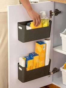 2 buc/set Suport pentru folie alimentară neperforată în interiorul dulapului Rafturi de perete Raft pentru condimente Suport pentru uscare vase Organizator pentru ușă dulap de bucătărie Organizator pentru ușă dulap de bucătărie Cutie de depozitare multifuncțională de birou Organizator de perete fără perforare Organizator de lenjerie de corp Raft de depozitare pentru acasă - Multicolor - Vizualizare 13