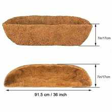 2Pack Trough Coco Liner Fiber Replacement For Planters, 24/30/36/48 Inch Half Moon Coconut Coir Planter For Window Box/Hanging Garden Vegetables Pot, Fence Flower Baskets