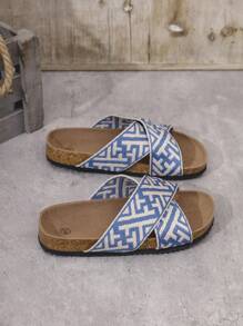 儿童时尚绑带交叉沙滩凉鞋，夏季婴儿拖鞋 - 藍色 - 查看 3