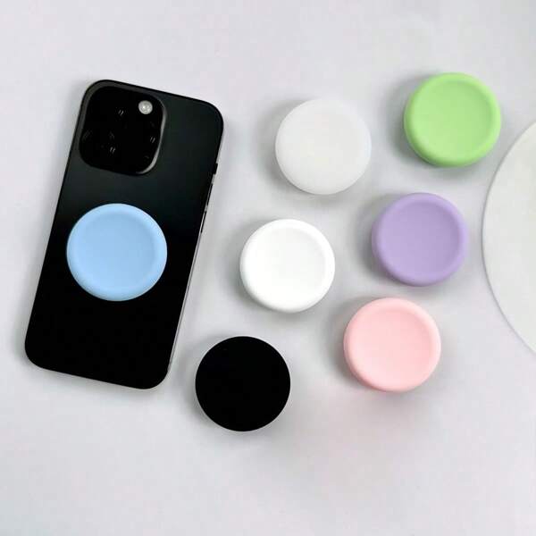 Silikonknopfförmiger Handyständer mit Klebefuß, faltbar und ausziehbarer Griff, verstellbarer Telefonhalter kompatibel mit iPhone, Android Smartphone, Geschenk für Geburtstag, Familie, Freunde Push-Pull Handygriff, Handyzubehör