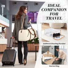 NEWHEY Garment Duffle Bags For Travel Convertible Carry On Garment Bag For Women Large Capacity Suit Bag With Shoe Pouch Waterproof Weekender Bag For Women 2 In 1 Hanging Suitcase Dress Travel Bag - 米色 - 查看 2