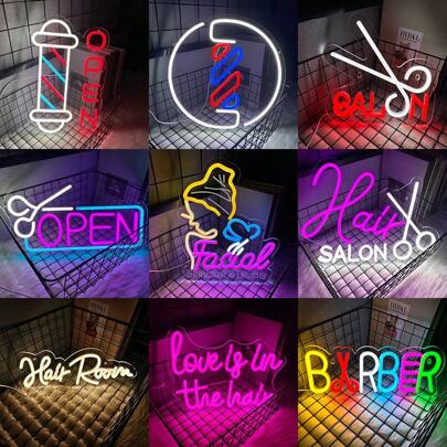 Señalización de luz de neón para salón de belleza, salón de peluquería, sala de maquillaje, dormitorio de niña, escaparate, decoración de pared. Luz de decoración de habitación de neón LED, alimentada por USB, reutilizable, genial, con cadena colgante, fácil instalación