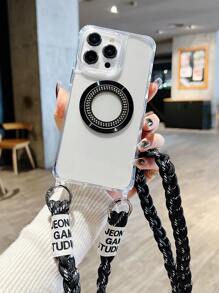 Funda protectora transparente para teléfono con orificio para cordón, compatible con iPhone 11/11pro/11promax/12/12pro/12promax/13/13pro/13promax/14/14pro/14plus/13/13pro/13promax, adecuada para exteriores, parejas, soporte magnético para automóvil, viajes