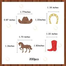 200Pcs Glitter Western Cowboy Table Confetti For Horse Race Theme Pregnancy Celebration Birthday Party Supplies