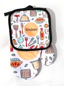 2 piezas Guantes de cocina resistentes al calor, aptos para microondas, hornear y horno a altas temperaturas, utensilios y equipos de cocina para fiestas y vacaciones, artículos indispensables para el hogar y la cocina, amigables para la organización - Multicolor - Ver 5