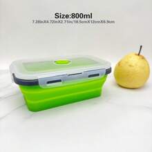 1 pieza Fiambrera plegable de silicona, recipiente de almacenamiento de alimentos con tapa sellada, conjunto de recipiente plegable con ventilación para mantener los alimentos frescos, a prueba de microondas, recipiente de almacenamiento de alimentos, utensilio de cocina
