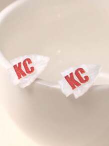 3Pairs/Set Acrylic Earrings, Personalized KC Football Shape Earring Accessories - Multicolor - View 5