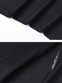 男士夏季冰丝印花短袖T恤，休闲运动简约速干上衣 - 黑色 - 查看 4