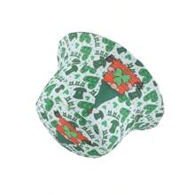 Cartoon Leprechaun Clover Print Reversible Bucket Hat, Fashionable Unisex Sun Protection Hat For Street Wear