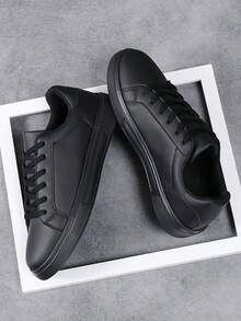 Sapatos masculinos plus size de verão, novos, respiráveis, casuais, brancos, tênis de lazer estilo coreano, versáteis e modernos para estudantes - Preto - Ver 3