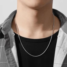 925 银 3 毫米蛇骨项链，适合日常佩戴和送礼 - 白色 - 查看 2