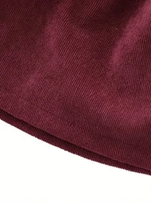 Vestido para niña, cintura alta, midi, manga larga, cuello redondo, botones con volantes, falda plisada estilo princesa con diadema - Burdeos - Ver 9