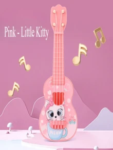 1pc卡通儿童吉他早教小吉他音乐教育启蒙玩具儿童音乐游戏学习玩具初学吉他尤克里里乐器玩具适合男孩女孩生日礼物音乐教育启蒙礼物 (注：部分配件颜色随机发送) - 彩色 - 查看 6