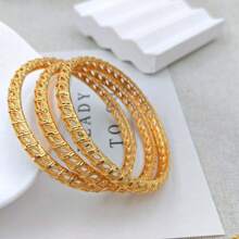 1pc Women Minimalist Design Open Bangle Bracelet, 62mm Gold-Color Metal Plating Fashion Elegant Jewelry For Daily Wear