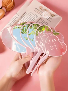 30/15/3pcs Pink Heart-Shaped Handheld Mirror Set, Portable Cute Love Hand Mirror With Handle, Small Travel Mirror Makeup Mirror, Including Pink Handheld Heart-Shaped Mirror, White Organza Bag, Flower Thank You Label, Wedding Guest Return Gift Set, Bridesmaid Souvenir, Bridesmaid Bride Gift, Bridal Shower Return Gift Set, Suitable For Princess Party Gifts, Bridal Shower, Wedding, Anniversary