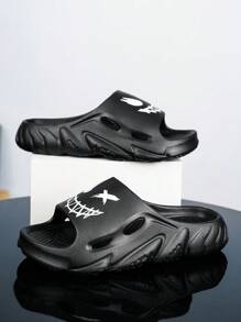 Men's Outdoor Casual Striped Gym Sports Slide Sandals - Black - View 5