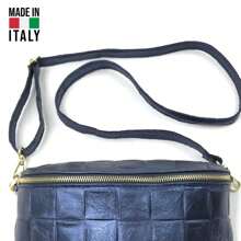 金属色腰包腰包和斜挎包 – 格纹效果，真小牛皮，意大利制造 | 实用又时尚