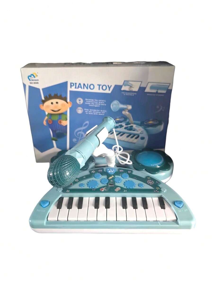 Teclado y piano para niños, soporte para bebés, música, luz y melodías - Azul - Ver 1