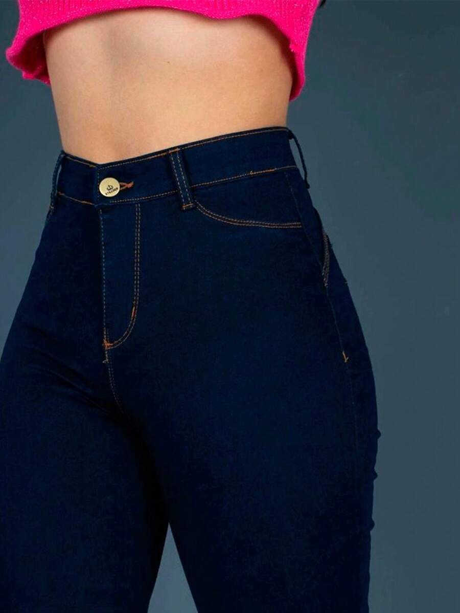 Premium Softened Skinny Jeans With High Waist, Shapewear, Butt Lift And Lycra - 水鴨藍 - 查看 1