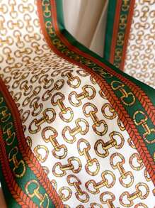 1pc Women Bandana Geometric Pattern Rectangular Flowing Scarf, Versatile Fashion Long Oblong Polyester Scarf - Multicolor - View 4