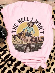 女士休闲短袖圆领 T 恤