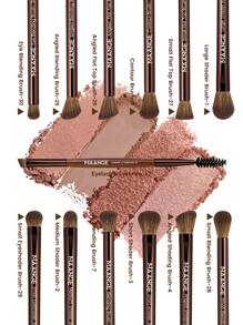 MAANGE 13pcs Pro Eye Makeup Brushes Set For Eyeshadow Concealer Highlight Cosmetics Blending Liquid Cream Products Beauty Tool Brush For Travel, Makeup Reapply Of Party - Coffee Brown - View 2