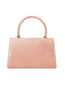 This Evening Bag Is Delicate And Compact. The Body Is In A Soft Pink Tone, With A Fine Floral Texture On The Surface, Adding A Romantic And Elegant Touch. The Rounded Handle Is Paired With Golden Metal Connectors, Creating A Luxurious Feel. The Flap Design Has A Smooth, Streamlined Profile, With A Vintage Yet Fashionable Overall Style, Making It An Ideal Accessory To Pair With Formal Attire For Evening Events. This Women's Handbag, Clutch, And Shoulder Bag Is Suitable For Weddings, Galas, Parties, And Other Formal Occasions, And Can Be Perfectly Paired With Evening Gowns And High Heels For A Graceful Look.