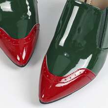 Women's Mary Jane Laser-Cut Chunky Heel Vintage Closed-Toe Shoes, Suitable For Spring & Autumn