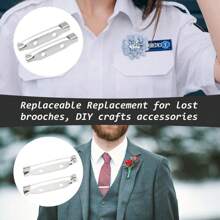 100pcs Metal Brooch Backs Set, Silver Pin Bar Clasp, For Badge, Jewelry Making And DIY Crafts,School Supplies,Back To School - Silver - View 4