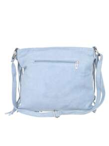 Girly Handbags Womens Genuine Suede Leather Crossbody Fringe Large Slouch Shoulder Bag - Dusty Blue - View 3