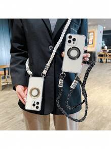 Funda protectora transparente para teléfono con orificio para cordón, compatible con iPhone 11/11pro/11promax/12/12pro/12promax/13/13pro/13promax/14/14pro/14plus/13/13pro/13promax, adecuada para exteriores, parejas, soporte magnético para automóvil, viajes