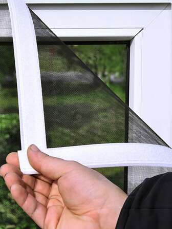黑白钩环窗纱 - 防蚊防虫、防尘通风、隐形、易于安装且可重复使用的网状网，保护家人健康