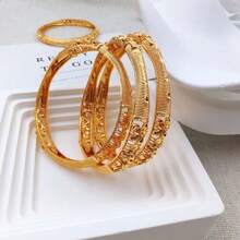 1pc Chinese Style Tripple Flower Clasp Bangle Bracelet, Metal Alloy Vintage Fashion Jewelry, Suitable For Evening Party, Wedding, Festival