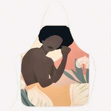 Girls Series Printing Cute Party Gathering Wedding Polyester Peach Skin Material Printing Apron