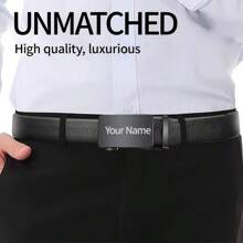 定制雕刻男士皮带自动扣个性化送给男朋友、丈夫、父亲的情人节、生日的绝佳礼物 - 黑色 - 查看 6