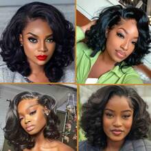 Women's Basic Loose Curly Bob Wig Brazilian Remy Human Hair | 13x4 Lace Front Wig HD Transparent Lace Wig For African Women Loose Wave Curly Suitable For Daily Use And Major Festivals Such As Musical Festival