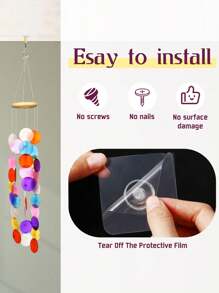 1pc Adhesive Ceiling Hook, Stainless Steel Eye Hook For Hanging Small Plants, Lanterns, Wind Chimes, Decor Without Drilling