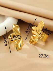 Onelike 1 件/2 件不锈钢女士复古风格金色花朵半盛开戒指，适合日常佩戴或送礼