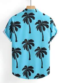 Men's Casual Short Sleeve Shirt, Summer Men's White & Black Letter Print