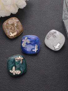 4pcs/Pack Luxury Metal Flower Decoration Buttons With Rhinestone, Fashion Accessory For Coat, Shirt, Sweater, Jacket And Bags, DIY Jewelry Sewing Crafts