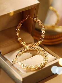 1 Pair Fashionable 925 Sterling Silver Gold Crumbs Luxury Feeling Earrings, Suitable For Daily Matching